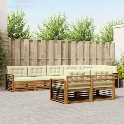 Set de canapele de exterior cu pernă 8 pcs Natural și Crem GartenMobel Dekor