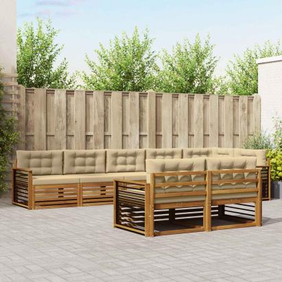Set de canapele de exterior cu pernă 8 pcs Natural și Bej GartenMobel Dekor