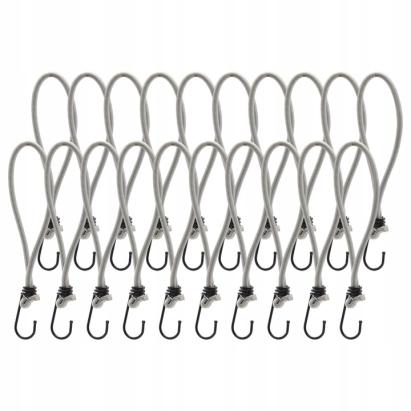 Set 25 bucati elastice pentru fixare prelate sau bannere, cu carlig 25 cm, gri Household NewTrend