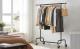 SONGMICS Suport pentru haine extensibil pe roti, bara reglabila 110-150 cm, stil industrial, 150x45x160 cm, negru Household NewTrend