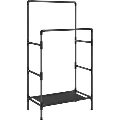 SONGMICS Raft de haine din metal, cu 2 bare de haine si 1 raft, stil industrial, 45x83x157cm, negru Household NewTrend