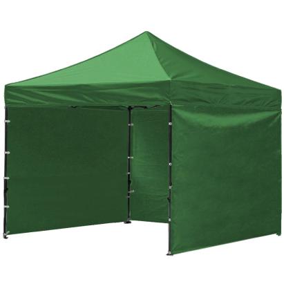 Cort tip pavilion cu 3 pereti laterali, structura solida otel si acoperis impermeabil PVC, 3x3 m cu inaltime reglabila, verde Household NewTrend