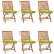 Scaune grădină pliabile cu perne, 6 buc, lemn masiv tec GartenMobel Dekor