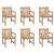 Scaune de grădină cu perne bej, 6 buc., lemn masiv de tec GartenMobel Dekor