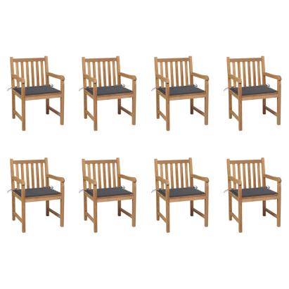 Scaune de grădină cu perne antracit, 8 buc., lemn masiv de tec GartenMobel Dekor