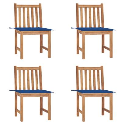 Scaune de grădină cu perne, 4 buc., lemn masiv de tec GartenMobel Dekor