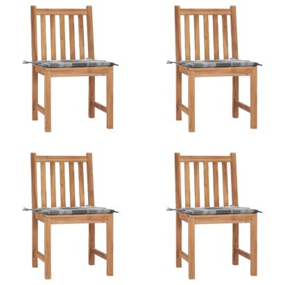 Scaune de grădină cu perne, 4 buc., lemn masiv de tec GartenMobel Dekor