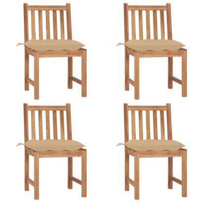 Scaune de grădină cu perne, 4 buc., lemn masiv de tec GartenMobel Dekor