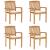 Scaune grădină stivuibile cu perne, 4 buc, lemn masiv tec GartenMobel Dekor