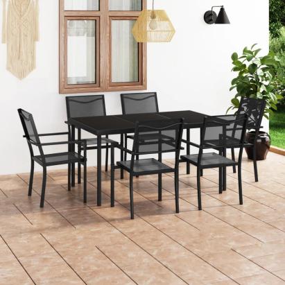 Set mobilier de exterior, 7 piese, oțel GartenMobel Dekor