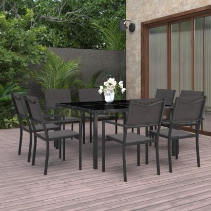 Set mobilier de exterior, 9 piese, oțel GartenMobel Dekor