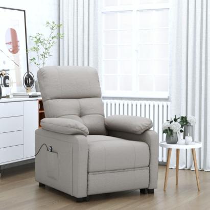 Fotoliu rabatabil electric, gri taupe, material textil GartenMobel Dekor