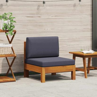 Canapea de mijloc cu pernă gri închis, lemn masiv acacia GartenMobel Dekor