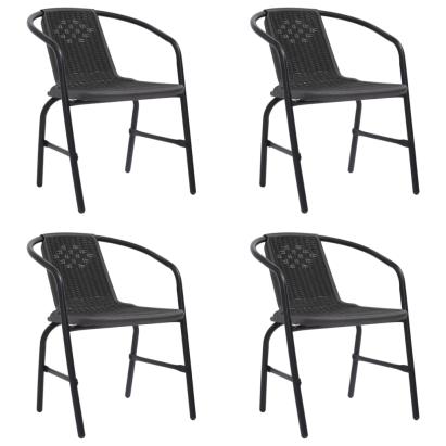 Scaune de grădină, 4 buc., ratan din plastic și oțel, 110 kg GartenMobel Dekor