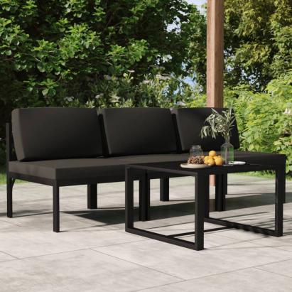 Set mobilier de grădină cu perne, 4 piese, antracit, aluminiu GartenMobel Dekor