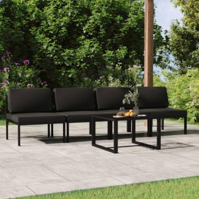 Set mobilier de grădină cu perne, 5 piese, antracit, aluminiu GartenMobel Dekor