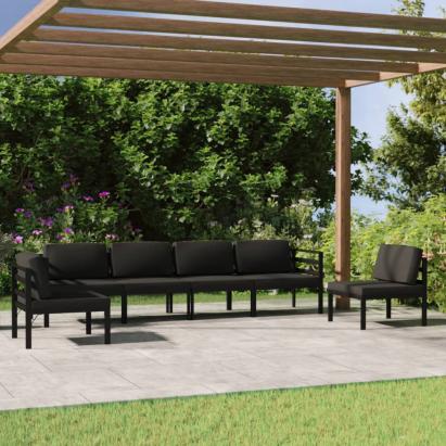 Set mobilier de grădină cu perne, 6 piese, antracit, aluminiu GartenMobel Dekor