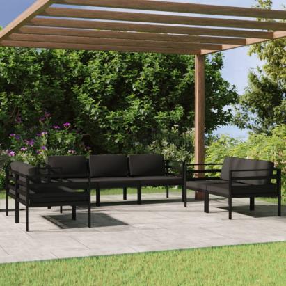 Set mobilier de grădină cu perne, 7 piese, antracit, aluminiu GartenMobel Dekor