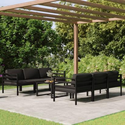 Set mobilier de grădină cu perne, 7 piese, antracit, aluminiu GartenMobel Dekor