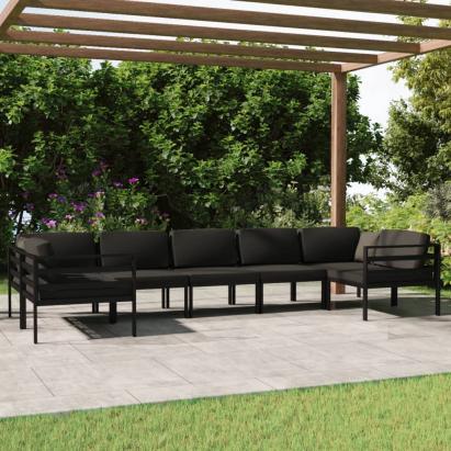 Set mobilier de grădină cu perne, 7 piese, antracit, aluminiu GartenMobel Dekor