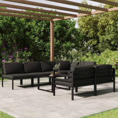 Set mobilier de grădină cu perne, 8 piese, antracit, aluminiu GartenMobel Dekor