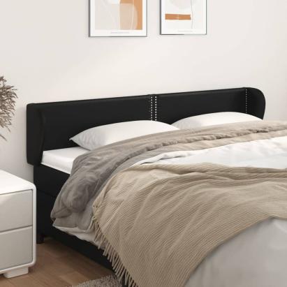 Tăblie de pat cu aripioare negru 203x23x78/88cm piele ecologică GartenMobel Dekor