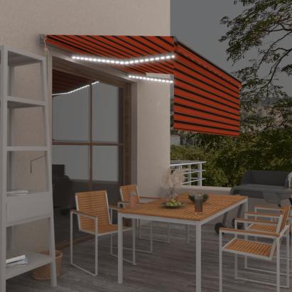 Copertină automată senzor vânt&LED, portocaliu&maro, 3x2,5 cm   GartenMobel Dekor