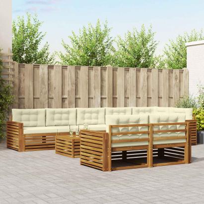 Set de canapele de exterior cu pernă 9 pcs Natural și Crem GartenMobel Dekor