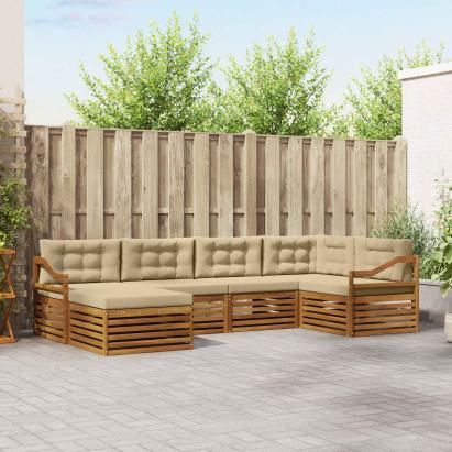 Set de canapele de exterior cu pernă 6 pcs Natural și Bej GartenMobel Dekor