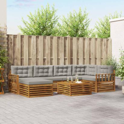 Set de canapele de exterior 19 pcs Gri natural și deschis GartenMobel Dekor