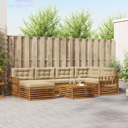 Set de canapele de exterior cu pernă 7 pcs Natural și Bej GartenMobel Dekor
