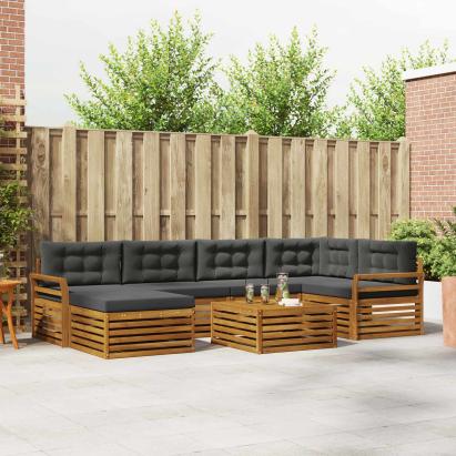 Set de canapele de exterior cu pernă 7 pcs Natural și Antracit GartenMobel Dekor