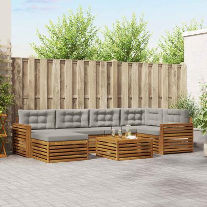 Set de canapele de exterior 19 pcs Gri natural și deschis GartenMobel Dekor