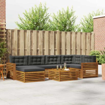Set de canapele de exterior cu pernă 7 pcs Natural și Antracit GartenMobel Dekor
