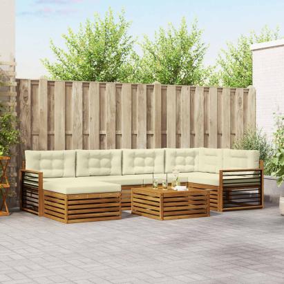 Set de canapele de exterior cu pernă 7 pcs Natural și Crem GartenMobel Dekor