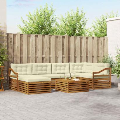 Set de canapele de exterior cu pernă 7 pcs Natural și Crem GartenMobel Dekor