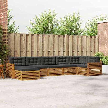 Seturi de canapele cu pernă 7 pcs Natural și Antracit GartenMobel Dekor