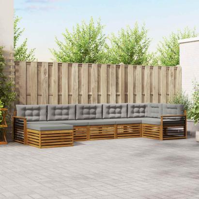 Seturi de canapele cu pernă 7 pcs Gri natural și deschis GartenMobel Dekor