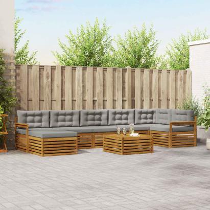 Seturi de canapele cu pernă 8 pcs Gri natural și deschis GartenMobel Dekor