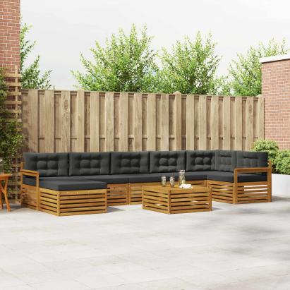 Seturi de canapele cu pernă 8 pcs Natural și Antracit GartenMobel Dekor