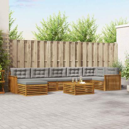 Seturi de canapele cu pernă 8 pcs Gri natural și deschis GartenMobel Dekor