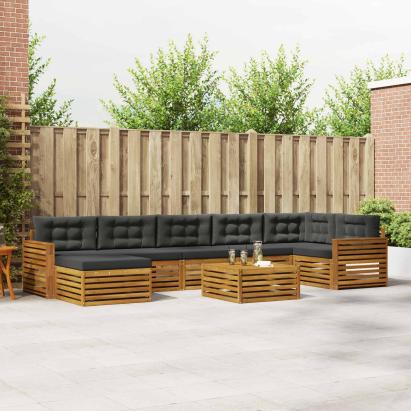 Seturi de canapele cu pernă 8 pcs Natural și Antracit GartenMobel Dekor