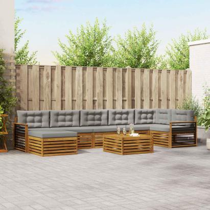 Seturi de canapele cu pernă 8 pcs Gri natural și deschis GartenMobel Dekor