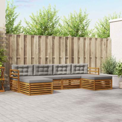 Seturi de canapele cu pernă 6 pcs Gri natural și deschis GartenMobel Dekor