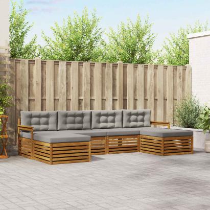 Seturi de canapele cu pernă 6 pcs Gri natural și deschis GartenMobel Dekor