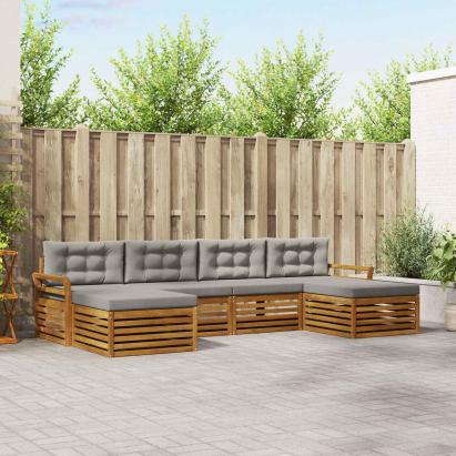 Seturi de canapele cu pernă 6 pcs Gri natural și deschis GartenMobel Dekor