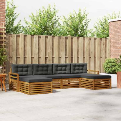 Seturi de canapele cu pernă 6 pcs Natural și Antracit GartenMobel Dekor