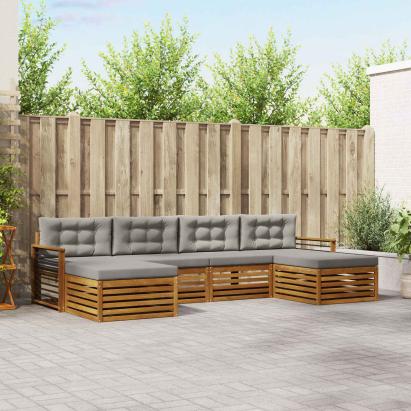 Seturi de canapele cu pernă 6 pcs Gri natural și deschis GartenMobel Dekor