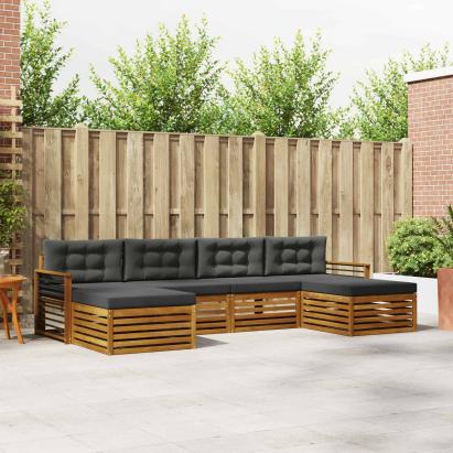 Seturi de canapele cu pernă 6 pcs Natural și Antracit GartenMobel Dekor