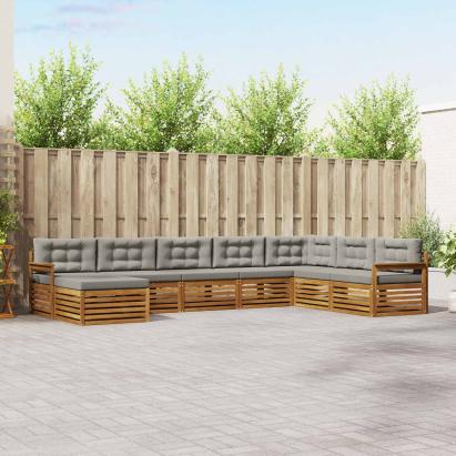 Seturi de canapele cu pernă 8 pcs Gri natural și deschis GartenMobel Dekor